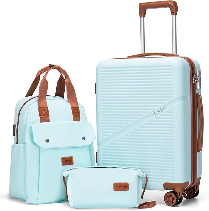 Cosbarn Carry On Luggage 22x14x9 Airline Approved, 20 Inch Carry on Suitcases with Wheels, ABS Lightweight Carry-on Luggage, Travel Suitcase Set with Wheels and TSA Lock