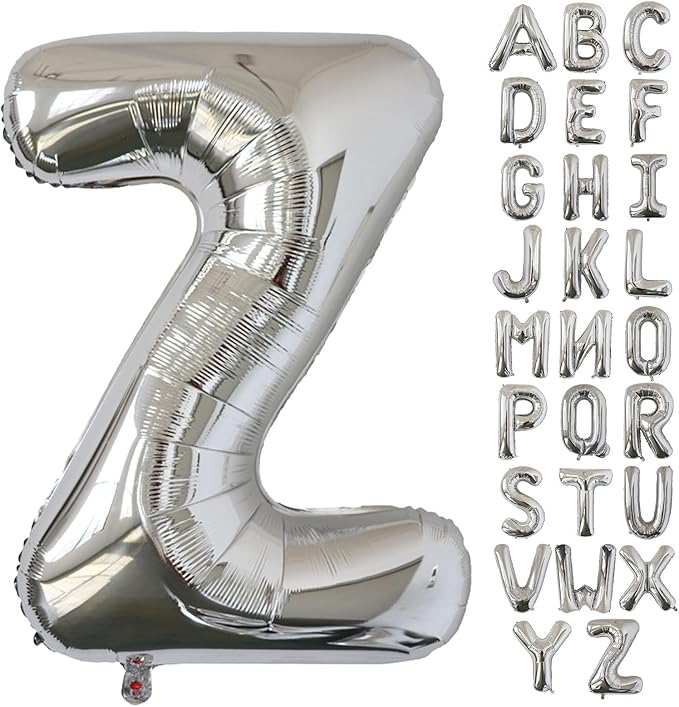 KALOR 40 Inch Silver Letter Z Balloons Jumbo Foil Mylar Helium Big Balloons for Birthday Party Anniversary Baby Shower Supplies