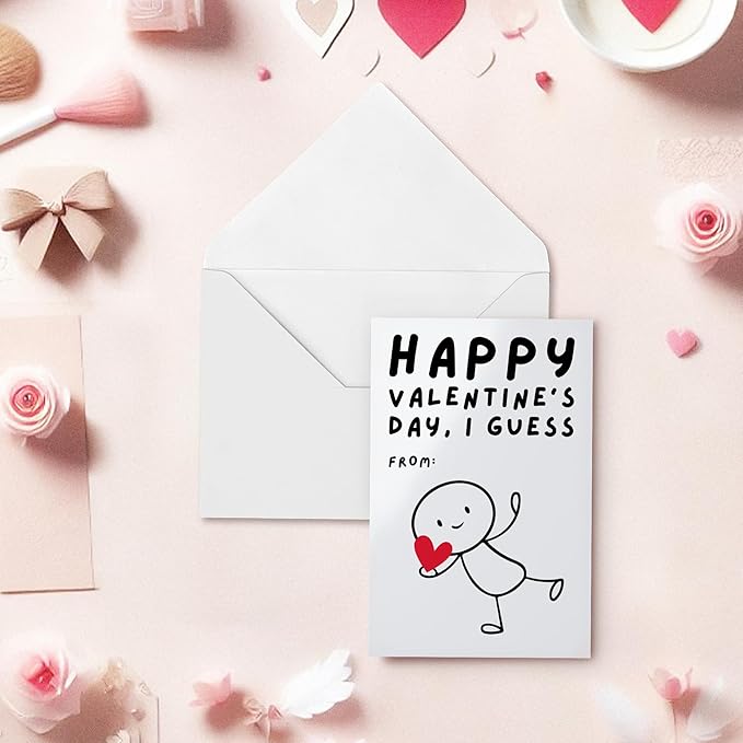 Pawzity 36 Packs Valentines Day Cards for Kids - Funny Valentines Day Card for Kids Classroom School Party Favors, Toddlers, Boys - 3.2''x 4.7'' Humorous Stick Cards with Envelopes & Stickers