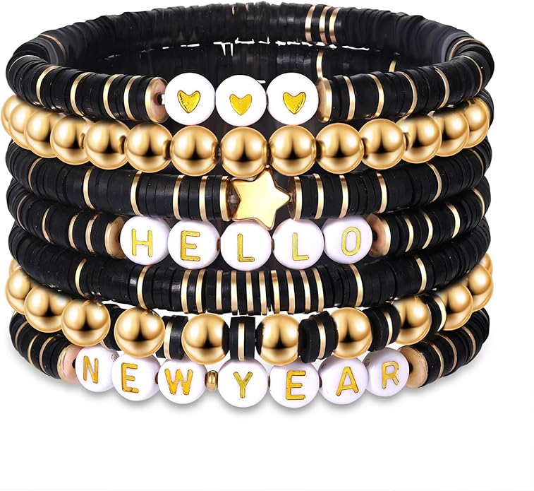 Surfer Heishi Bracelets for Women Stackable Rainbow Vinyl Disc Clay Beaded Stretch Bracelets Elastic Layering Friendship Bracelets Boho Summer Beach Jewelry