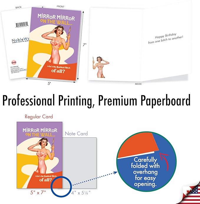 NobleWorks - 1 Sassy Happy Birthday Card Funny - Hilarious Grown-Up Card for Women, Wife, Stationery Humor - Baddest B-tch C9311BDG
