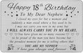 DEGASKEN Nephew 18th Birthday Card - 18th Birthday Card for Nephew - Happy Birthday Gifts for 18 Year Old Nephews, Special Engraved Wallet Card