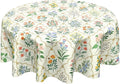 Spring Floral Round Tablecloth Wildflower Circle Table Cloth 70 Inch Beige Vintage Rustic Farmhouse Table Cover Washable Polyester Indoor for Home Kitchen Dinning Party Decor