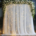 10x10ft White Tulle Backdrop Curtain with Lights String for Parites, Sheer Curtain Backdrop Drapes for Wedding Baby Shower Bridal Shower Birthday Party Photography Background Decoration
