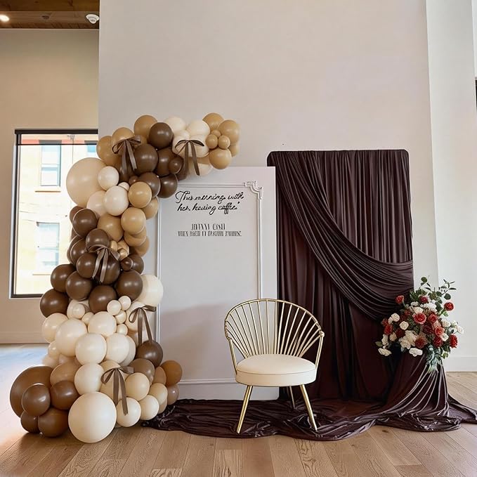 Brown Balloons Garland Arch Kit, 140Pcs Neutral Nude Begie Balloons with Bows for Coquette Martini Birthday Party Decorations Bachelorette Bridal Shower Decorations