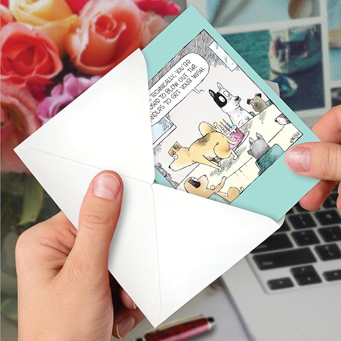 NobleWorks Humorous Birthday Greeting Card with 5 x 7 Inch Envelope (1 Card) Bday Dog Candles C10093BDG