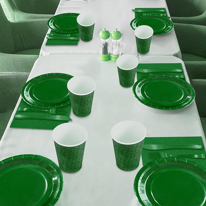 Green Paper Plates Party Supplies,168pcs Green Plates and Napkins Party Supplies Disposable Dinnerware Sets for St. Patrick's Mardi Gras Birthday Decorations Serve 24