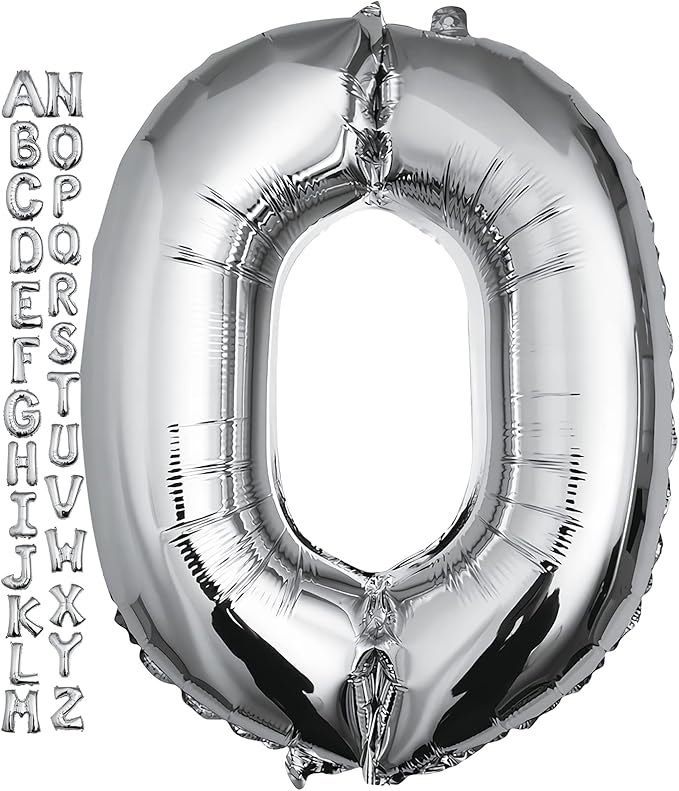 40 inch Silver Letter O Balloon, Big Size Alphabet Foil Mylar Helium Balloons for Birthday Party Celebration Wedding Anniversary Baby Shower Decorations Supplies Alphabet O