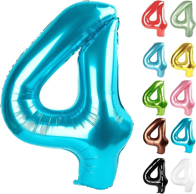 Light Blue Number 4 Balloon 40 Inch, 4 Balloon Number, 4th Birthday Decorations, Light Blue Party Supplies for Boys Girls