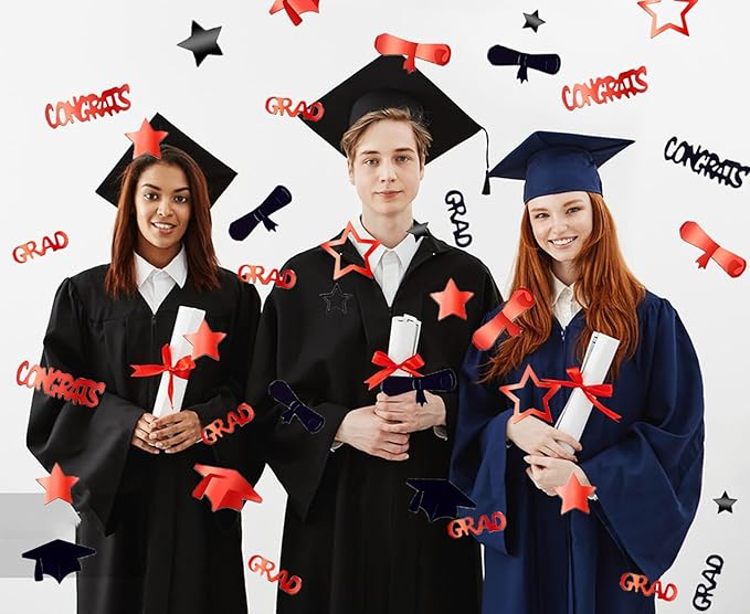 Red and Black Graduation Confetti 2026, 1000 Pcs Congrats Grad Confetti Class of 2026 Party Table Centerpiece for 2026 Graduation Party Decorations