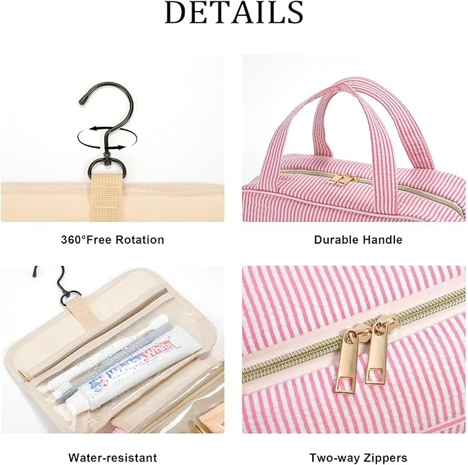 YOOLIFE Travel Toiletry Bag for Women - Hanging Toiletry Bag Makeup Bag, Portable Toiletries Travel Bag and Cosmetic Bag Essentials - Letter Y, Blue