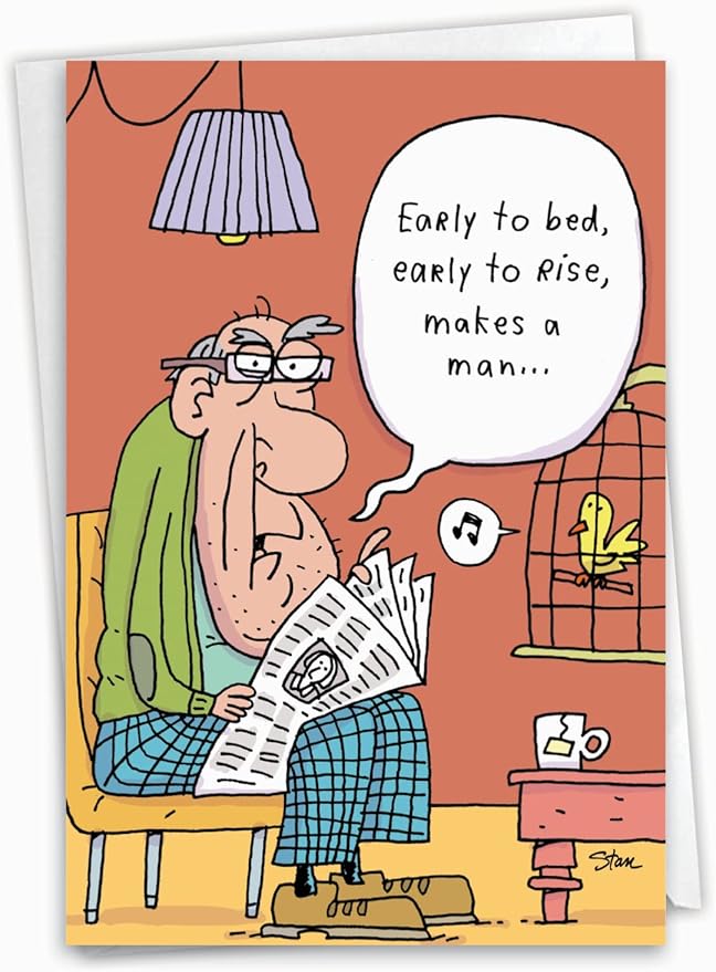 NobleWorks 50th Milestone Birthday Greeting Card with 5 x 7 Inch Envelope (1 Card) Early to Bed 50 Birthday 5089
