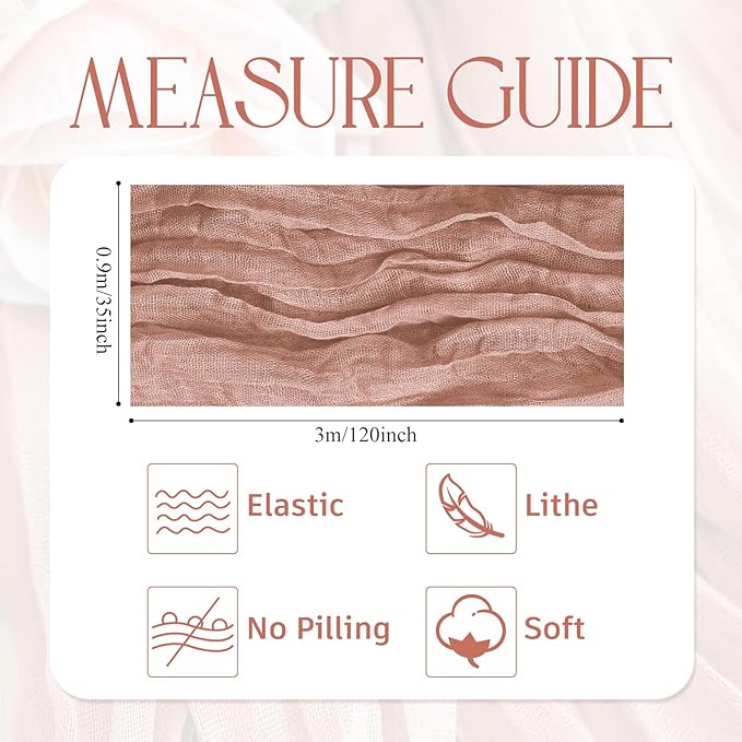 Wokceer Dusty Pink Cheesecloth Table Runner Spring 10FT Boho Gauze Easter Cheese Cloth Table Runner for Party 120 Inches Long Rustic Sheer Runners for Baby Bridal Shower Decor