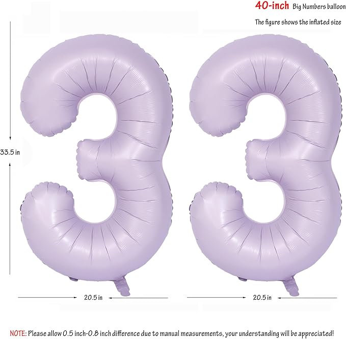 40 In Matte Purple Number Balloons Helium Foil Mylar Balloon Birthday Party banquet Decoration Digital 33