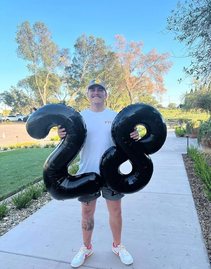 Black Number 20 Balloon 40 inch, 20 Number Balloons, 20th Black Birthday Decorations, 20 Year Old Girls Boys Party Supplies