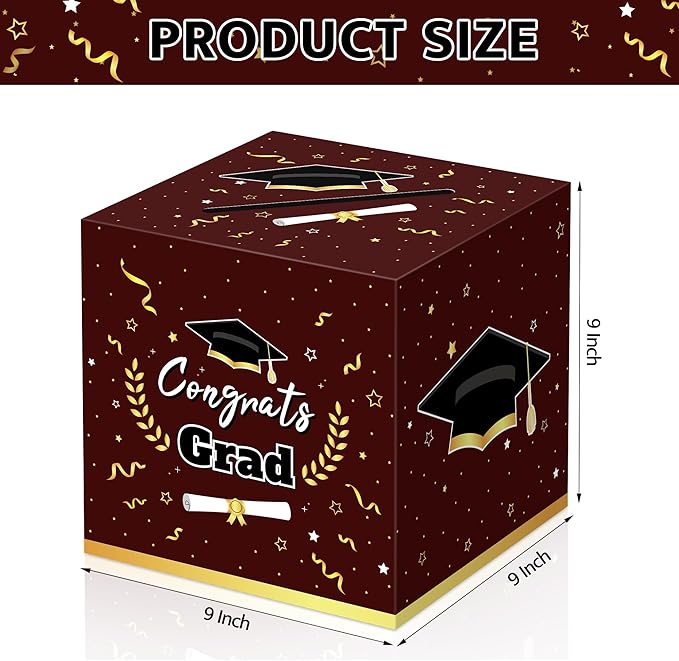 Graduation Decorations 2026 Maroon Graduation Card Box Graduation Party Decorations,Graduation Box,Congrats Grad Gifts Box for 2026 Graduation Party Supplies Favors