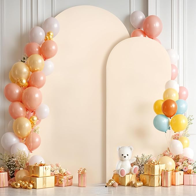 Champagne Arch Backdrop Covers - 7.2FT, 6FT Polyester Fitted Wedding Arch Stand Covers Round Top Chiara Arch Backdrop Cover for Wedding Birthday Party Decoration