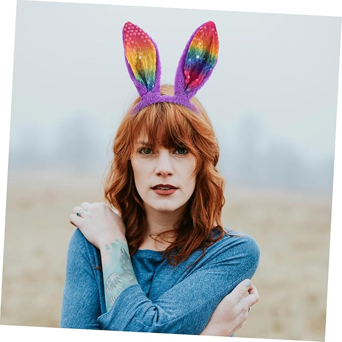 PartyKindom Easter Ears Headbands for Boy Cute Gradient Color Hair Hoops for Spring Celebrations for Easter Parties and Fun