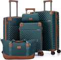 Cosbarn Luggage Sets 5 Piece with TSA Lock Spinner Wheels, Unisex Hard Case ABS Suitcase Set, Hardshell Lightweight Waterproof Travel Hardside Suitcases with Wheels for Women Men, Dark Green
