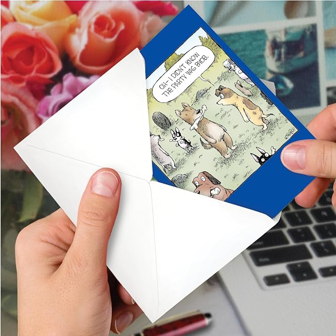 NobleWorks Funny Birthday Greeting Card with 5 x 7 Inch Envelope (1 Card) Bday Dog Party C11078BDG