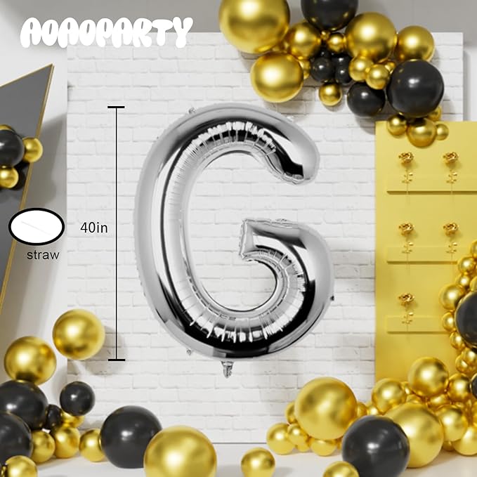 Letter Balloons 40Inch Large Giant big Foil Mylar Silver Balloons G for Birthday Party Decorations