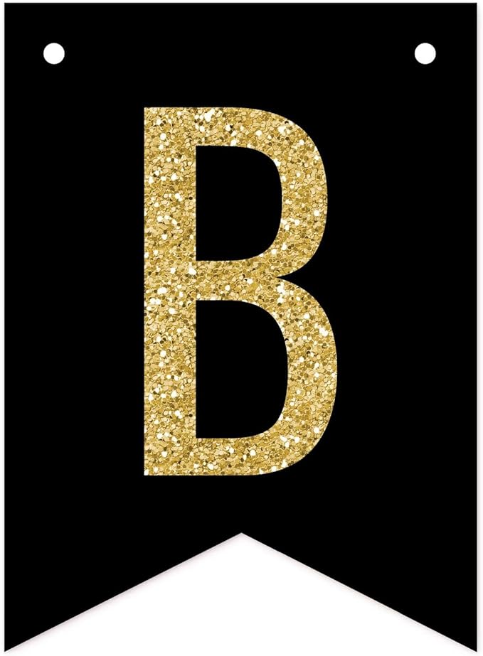 Andaz Press Faux Gold Glitter on Black Party Banner Decorations, Bon Voyage, Approx 5-Feet, 1-Set, Going Away Study Abroad Graduation Retirement Colored Hanging Pennant Decor