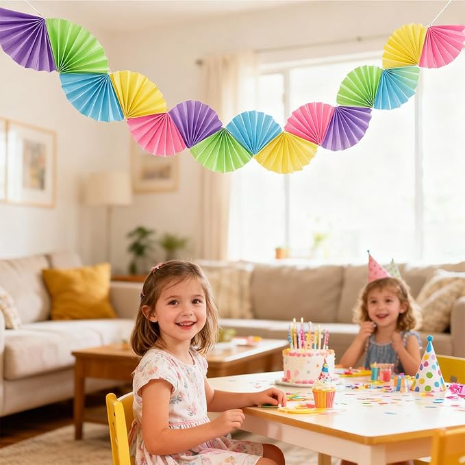 Banner Garland Fan-Shaped, Macaron Colors Wall Decor Party Decorations for Birthday Wedding College Nurse Graduation Holiday New Year, Festive Supplies