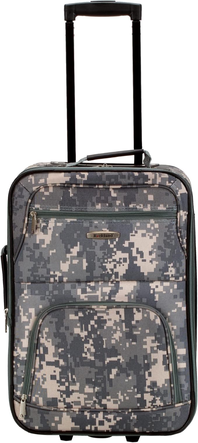 Rockland Fashion Softside 4 Piece Luggage Set, Expandable, (14" Tote/19"/24"/28"), Acu Camo