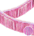 Premium Glitter Pink Fringe Tinsel Garland for Party Decorations -4 Layers Thick, 2 Pack | LILF Foil Metallic Banner Party Streamers for Wedding Birthday Christmas Decoration Home Hanging