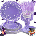 Purple Party Decorations, 168Pcs Purple Plates and Napkins Party Supplies, Lavender Birthday Plates Serves 24, Birthday Decorations for Mardi Gras, Graduation, Mothers Day