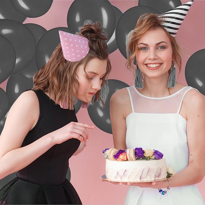 Link Balloons 6 Inch - 100 Pcs Quick Link Balloon Latex Linking Balloons Connected Linkable Balloon Birthday Wedding Party Decorations(Black)
