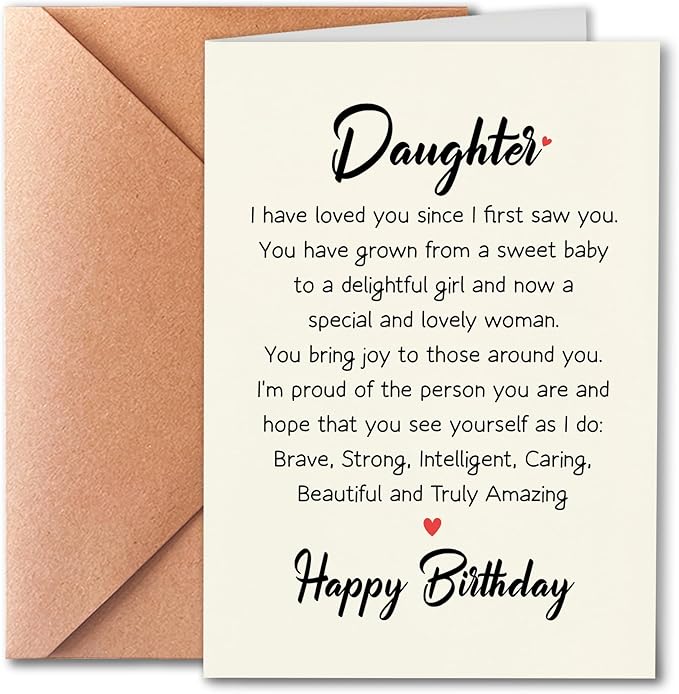 Funny Birthday Card For Daughter, Heartfelt Birthday Card From Mom | Dad, Birthday Gift For Daughter Adult, Happy Birthday Card