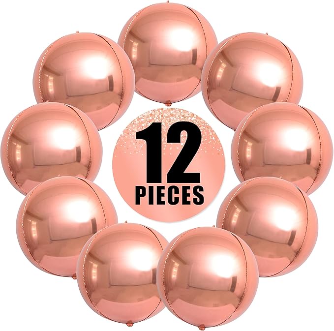KatchOn, Giant Rose Gold Balloons - 22 Inch, Pack of 12 | Rose Gold Foil Balloons for Birthday Party Decorations | Mylar Balloon for Birthday, Bridal Shower, Baby Shower, Anniversary Decorations