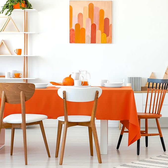 Kopokita 2PCS Orange Plastic Tablecloths 54 x 108 Inch, Disposable Table Cloths Rectangle Party Table Covers