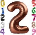 40 Inch Coffee Brown Number 2 Balloon, Giant 2 Number Balloons for 2nd Birthday Decorations, Party Supplies for Baby Boy Girl, Coffee Brown Party Decor