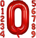 40 Inch Red Number Balloon 0, Large Number Foil Mylar Balloons for Birthday Party Celebration Decorations Supplies, Digital Balloons for Wedding Anniversary Events Decorations