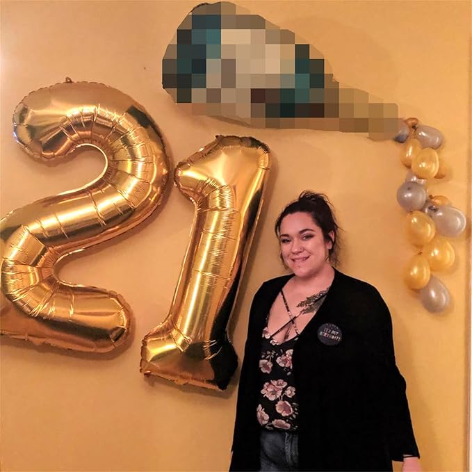 Gold 21st Birthday Balloons for Her, 40In Gold Mylar Foil Number 21 Balloons for Boys Girls, Birthday Party Balloons Numbers 2 and 1 for Women Men 12th 21st Anniversary Decorations Supplies