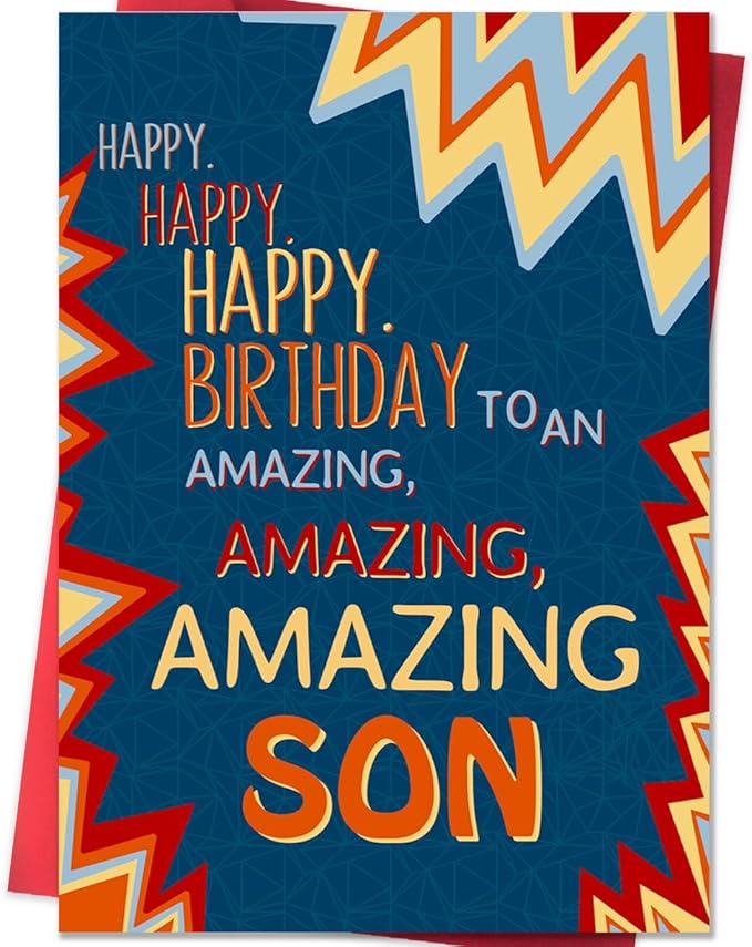 Son Birthday Card, To My Son Birthday Card Gifts from Mom Dad,Gifts for Adult Sons Gift Ideas-8x5.3 Inches, Double-Sided
