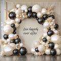 Black and White Balloons Arch Kit - 119 PCs Double Stuffed Cream and Black Balloons Garland Pearl White Sand Beige Ivory Balloons for Wedding Coquette Birthday Party Decorations
