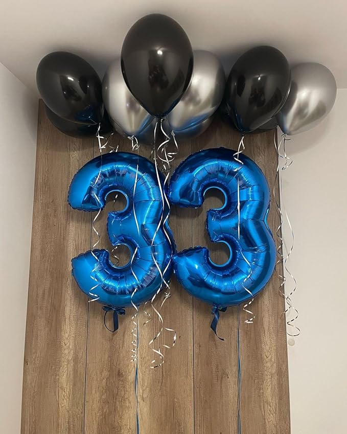 40 Number Balloons, Dark Blue Balloons for Man Woman 40th Birthday Decoration, Foil Number Ballon for 40 Anniversary, Bridal Shower, Graduation, Halloween, Christmas, New Year
