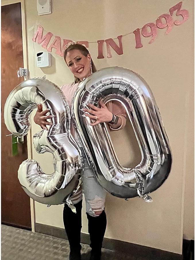 Silver Number 3 Balloon 40 Inch, 3rd Birthday Celebration Supplies for Girls Boys Women Men, 3 Balloon for Girls Boys Theme Party