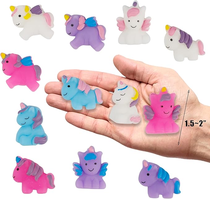 24 Pcs Squishy Toys, Unicorn Kawaii Mochi Squishies, Unicorn Party Favors Stress Relief Toys, Goodie Bags Christmas Birthday Gifts Classroom Prizes for Kids (Unicorn)