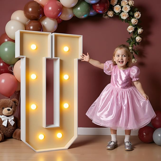 imprsv 3FT Block Marquee Letters Light Up Letters for Birthday Baby Shower Party Backdrop Decor, Large Light Up U for Wedding Decorations Engagement Party Decorations