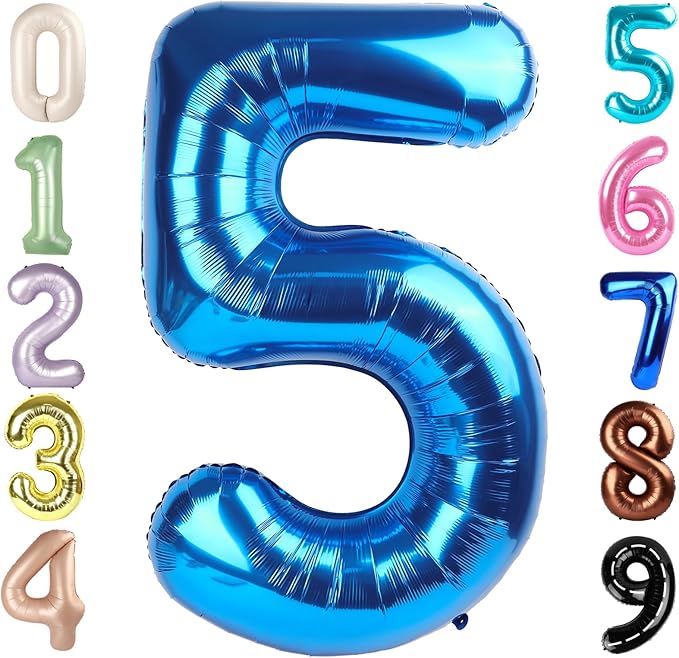 Balloon Numbers 40 Inch 5 Ballon for 5th Birthday Decorations, 15 25 35 50 Big Dark Blue Number Balloons for Wedding Photo Shoot Party Decor