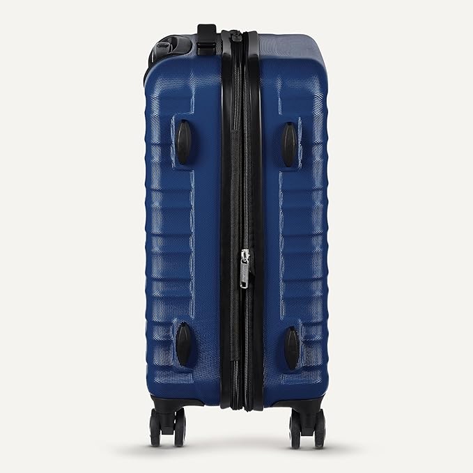 Amazon Basics 2-Piece Hardside Luggage Set (21", 30"), Expandable, Scratch-Resistant Finish, Telescoping Handle, Four Multi-directional Wheels, Navy Blue