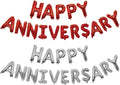 Happy Anniversary Balloon Combination Anniversary Balloon Happy Party Decoration Wedding Decoration (Red and Silver)