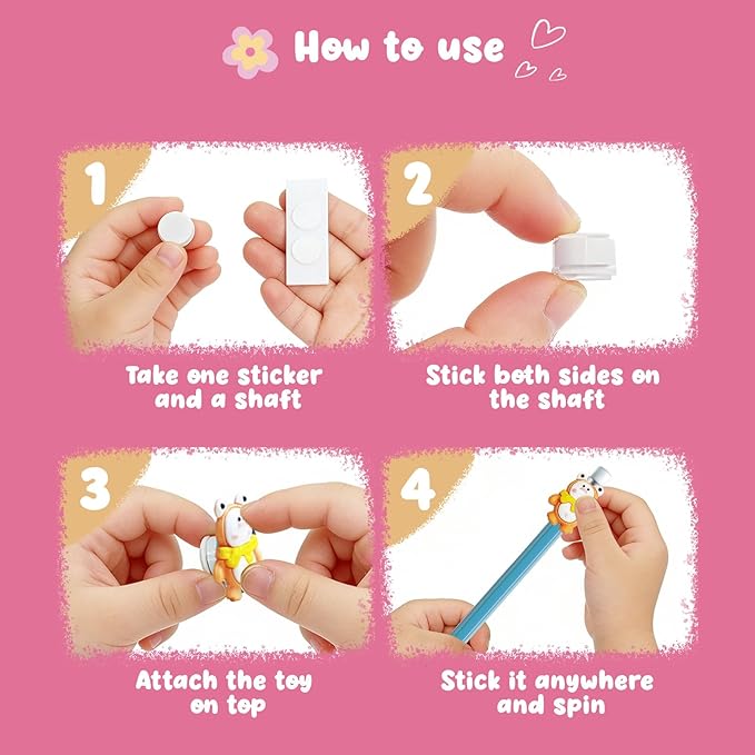 DG-Direct 30 Pack Valentines Day Gifts for Kids, Valentines Day Cards with Mini Spinning Pencil Top Toys, Valentine School Classroom Exchange Prizes, Valentine Party Favor Toy Set