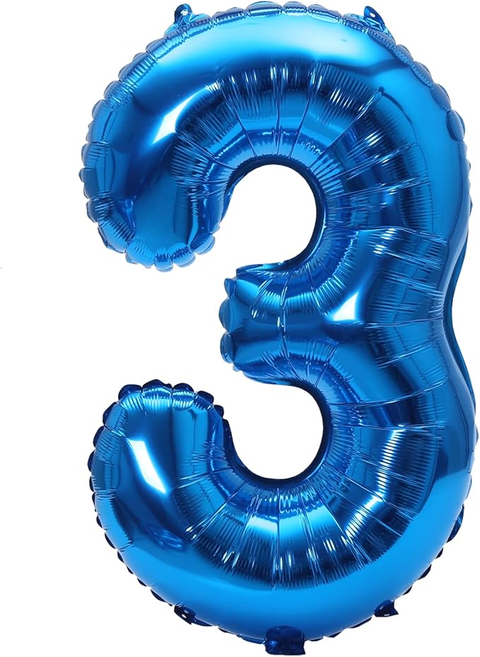 YPSelected 32 Inch Large Foil Helium Number Balloon Birthday Wedding Party 0-9 (Blue, 3)