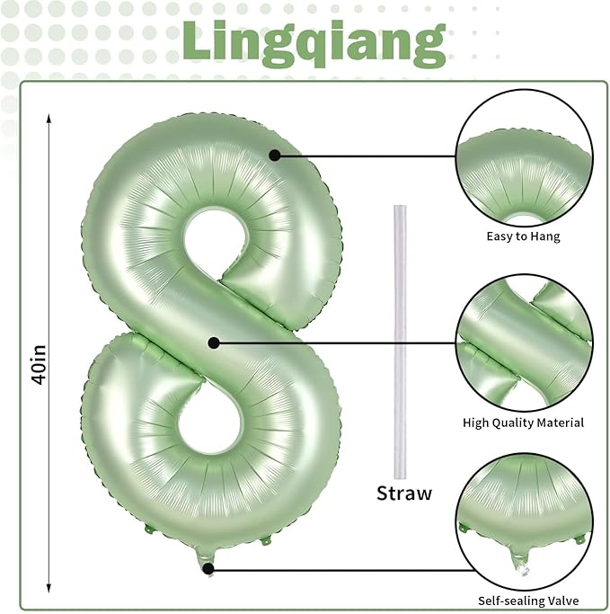 18th Birthday Balloons Sage Green for Girls, 40 Inch Giant Olive Green Foil Number 18 Balloons Kit, Digit 1 & 8 Helium Balloons for Boys Women Men 18th Anniversary Jungle Safari Party Decorations