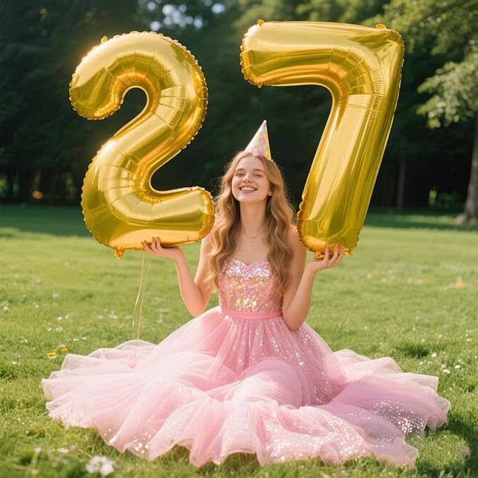 40 Inch Gold Balloon Number 7 First Birthday Jumbo Mylar Foil Helium Balloon for 17 27 37 Birthday Digital for 70th Party Wedding Anniversary Party Decorations